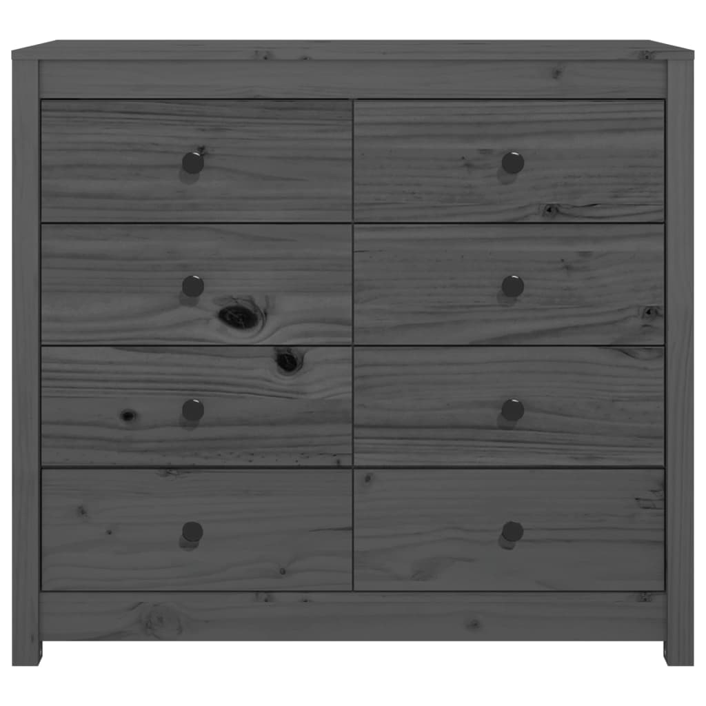 kommode 100x40x90 cm massivt fyrretræ grå
