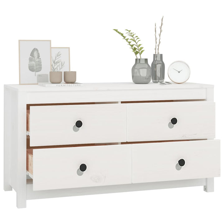 kommode 100x40x54 cm massivt fyrretræ hvid