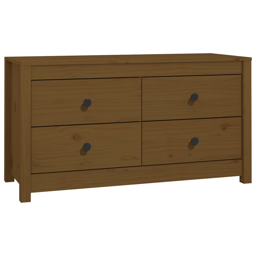 sideskab 100x40x54 cm massivt fyrretræ gyldenbrun