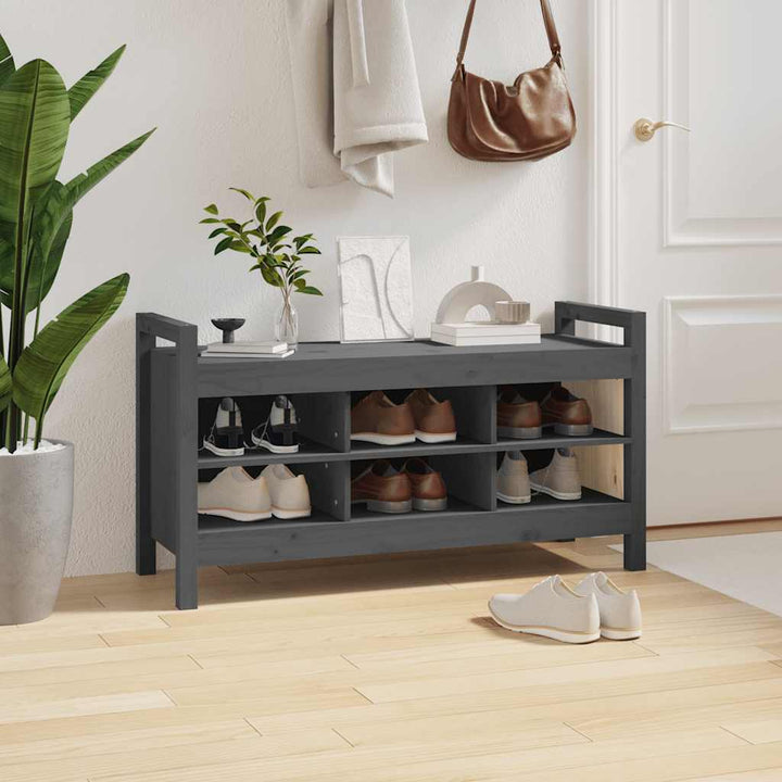 entrébænk 110x40x60 cm massivt fyrretræ grå