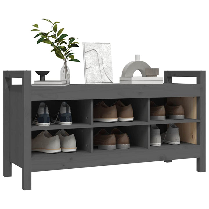 entrébænk 110x40x60 cm massivt fyrretræ grå