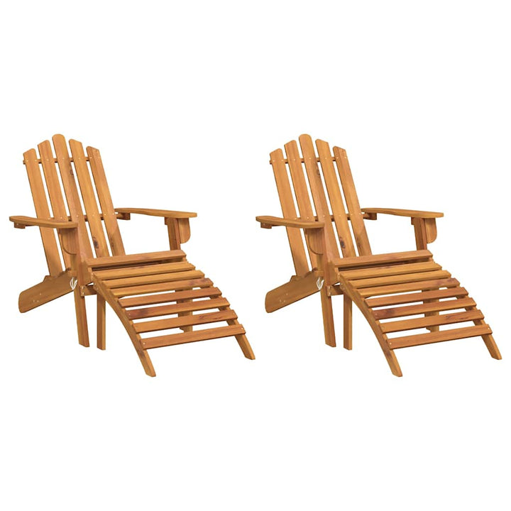 Adirondack-stole med fodstøtter 2 stk. massivt akacietræ