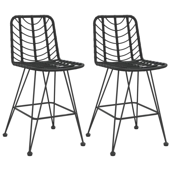 barstole 2 stk. 45x56x103,5 cm polyrattan og stål sort