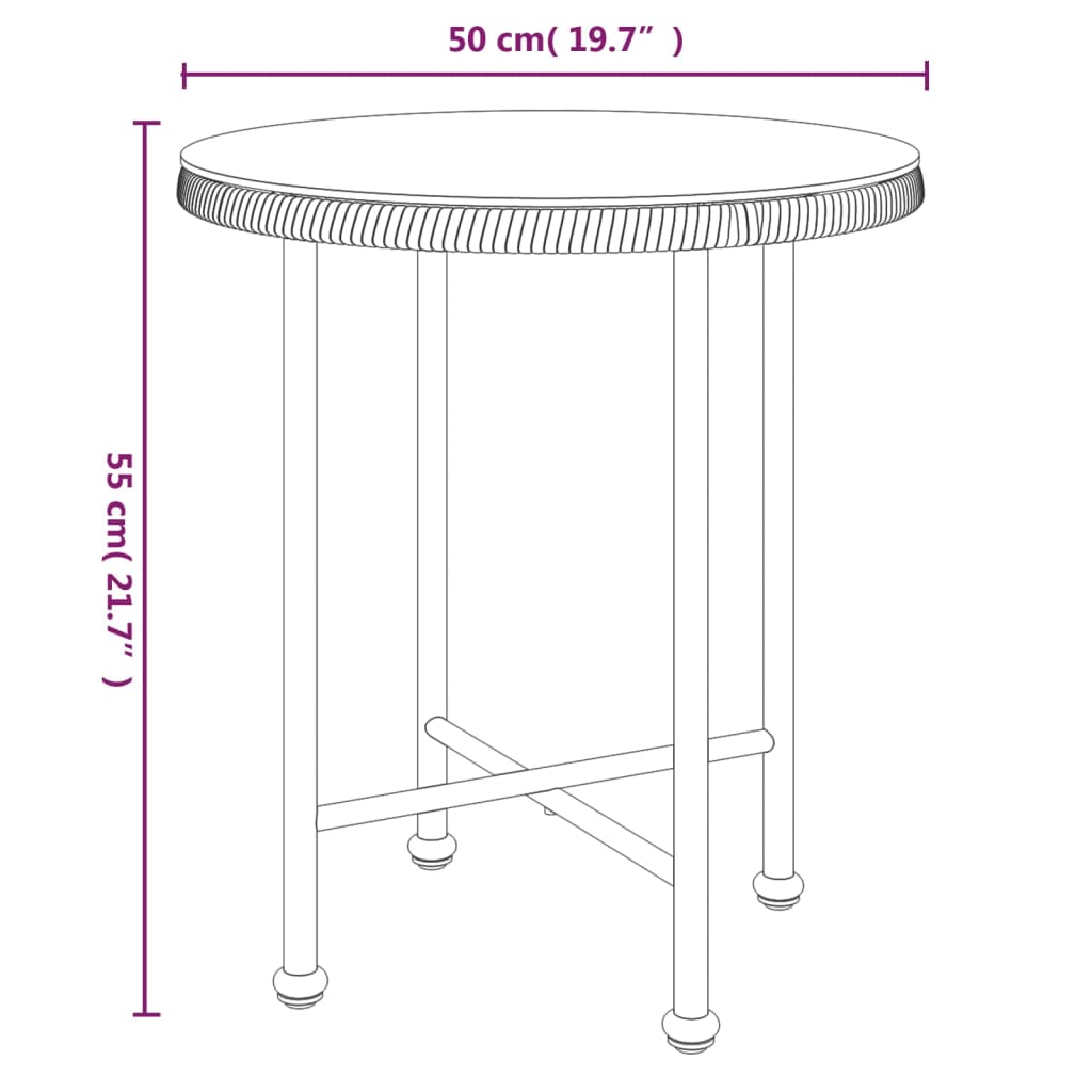 spisebord Ø50 cm hærdet glas og stål sort