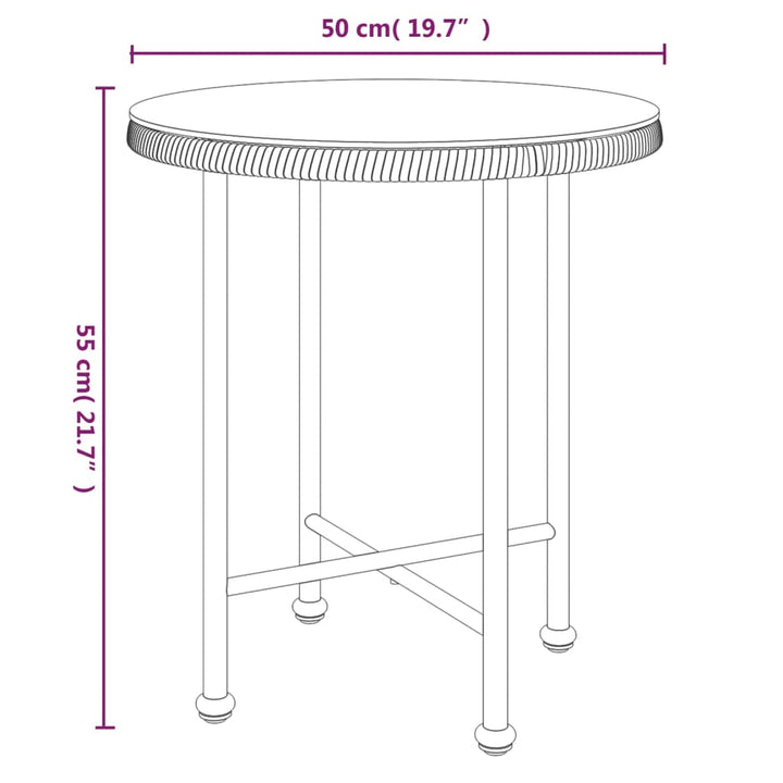 spisebord Ø50 cm hærdet glas og stål sort