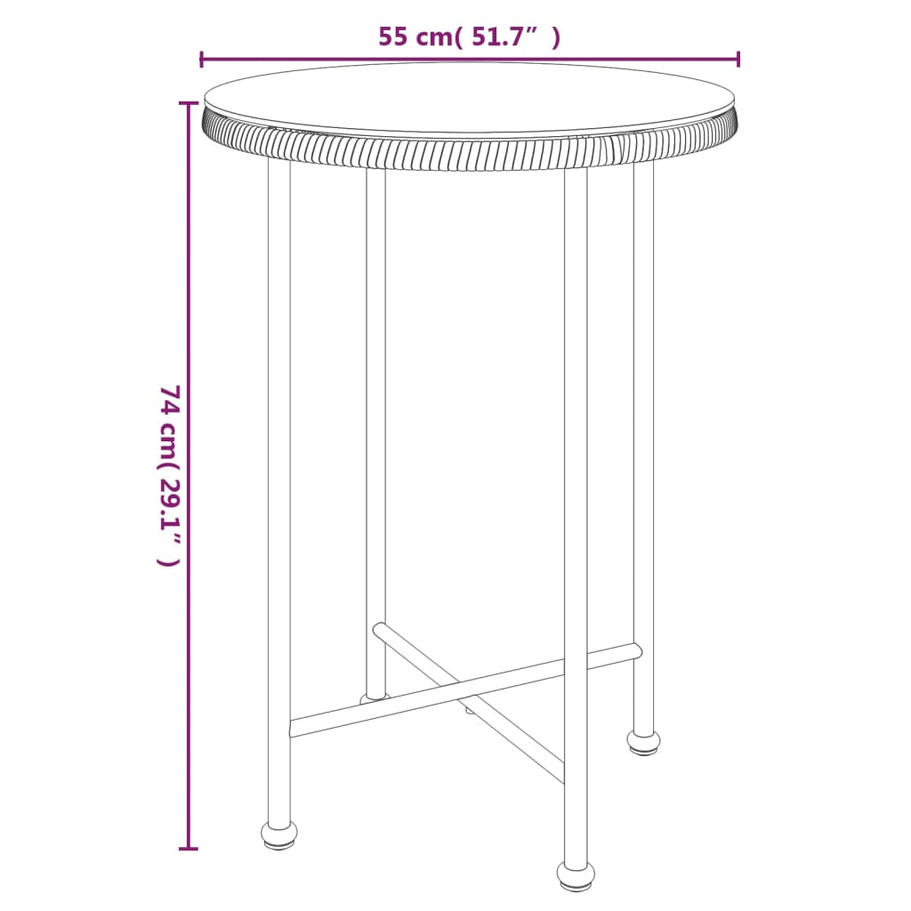 spisebord Ø55 cm hærdet glas og stål sort