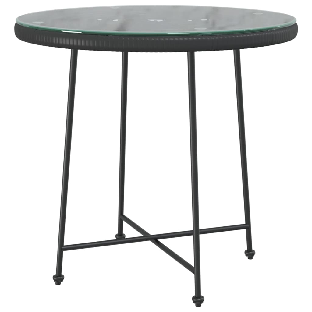 spisebord Ø80 cm hærdet glas og stål sort