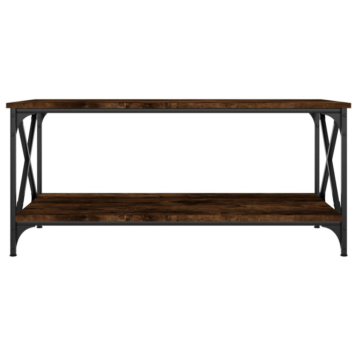 sofabord 100x50x45 cm konstrueret træ og jern røget egetræ
