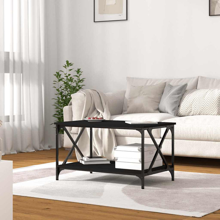 sofabord 80x50x45 cm konstrueret træ og jern sort