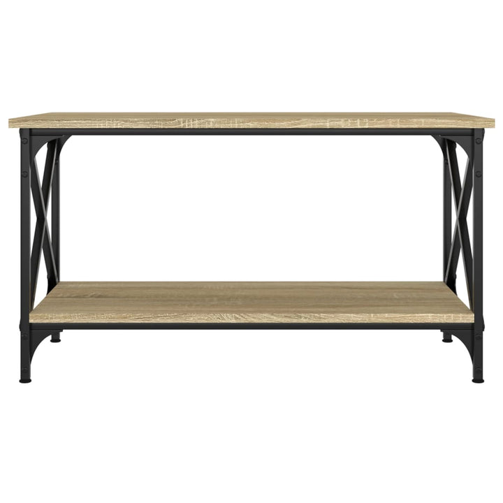 sofabord 80x45x45 cm konstrueret træ og jern sonoma-eg