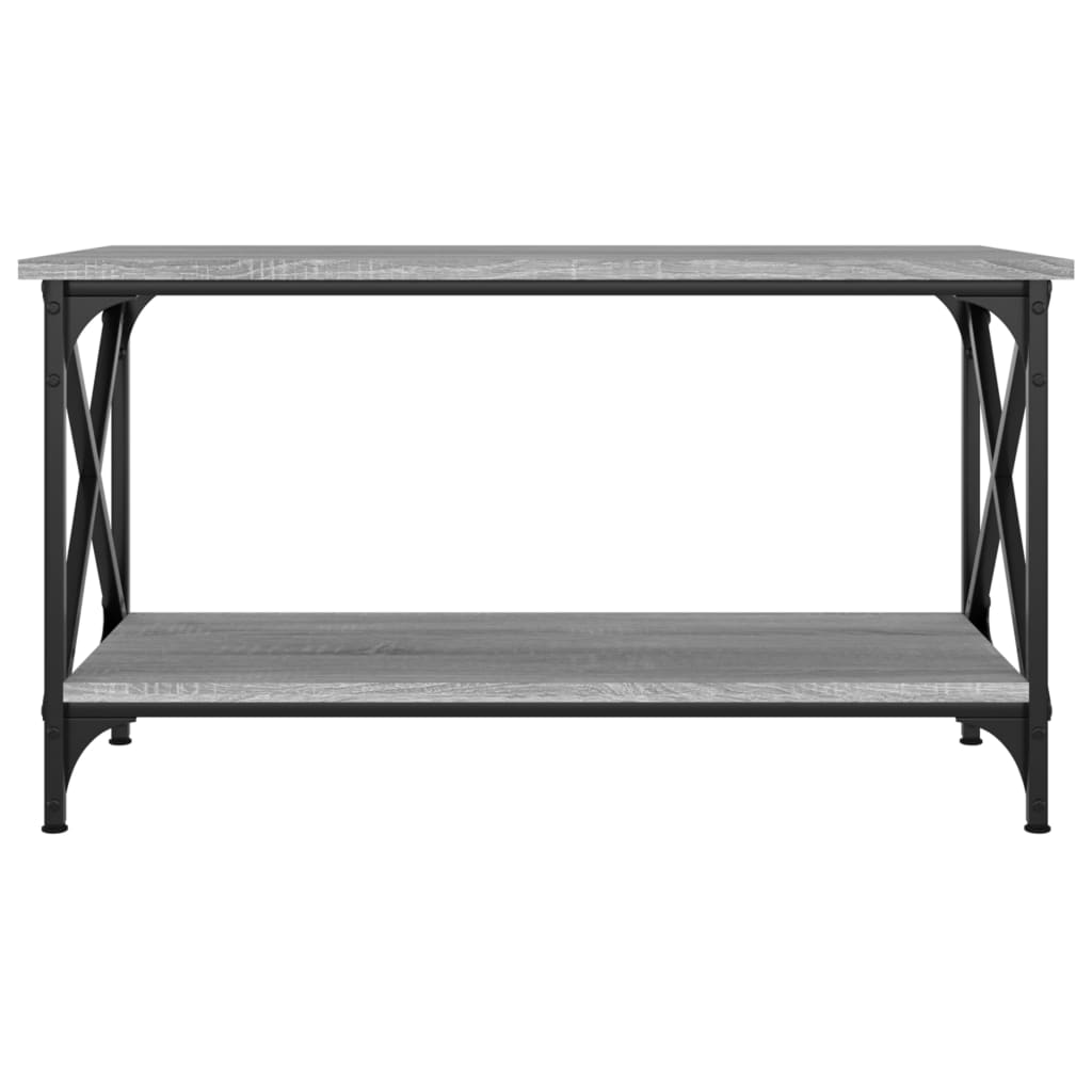 sofabord 80x45x45 cm konstrueret træ og jern grå sonoma-eg