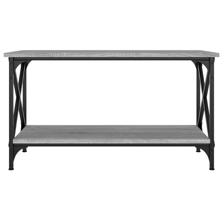 sofabord 80x45x45 cm konstrueret træ og jern grå sonoma-eg