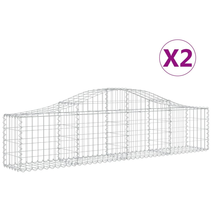 buede gabionkurve 2 stk. 200x30x40/60 cm galvaniseret jern