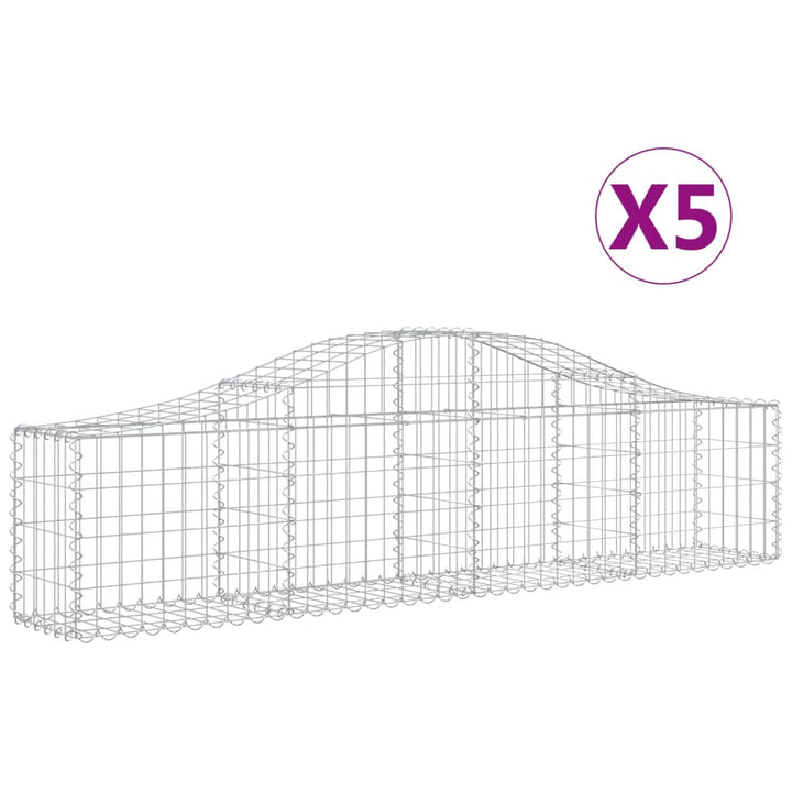buede gabionkurve 5 stk. 200x30x40/60 cm galvaniseret jern