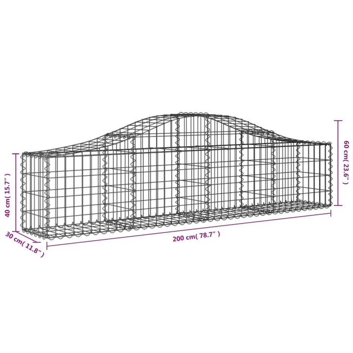 buede gabionkurve 5 stk. 200x30x40/60 cm galvaniseret jern