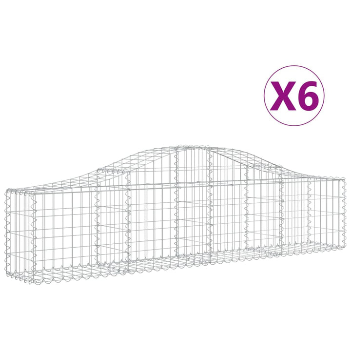 buede gabionkurve 6 stk. 200x30x40/60 cm galvaniseret jern