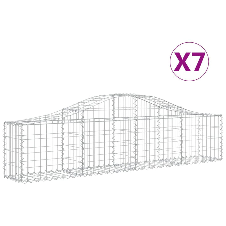 buede gabionkurve 7 stk. 200x30x40/60 cm galvaniseret jern