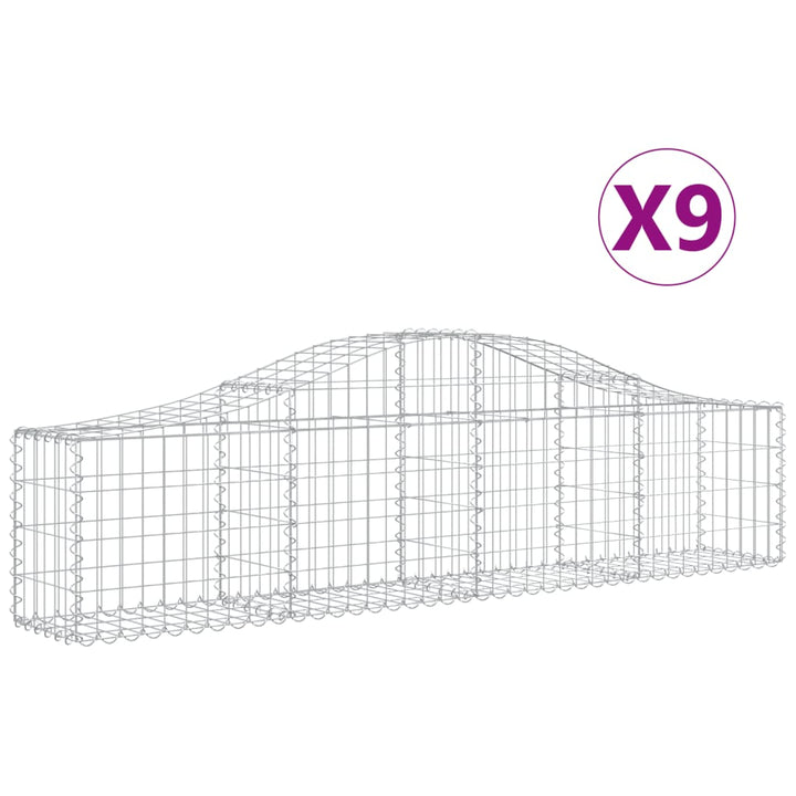 buede gabionkurve 9 stk. 200x30x40/60 cm galvaniseret jern