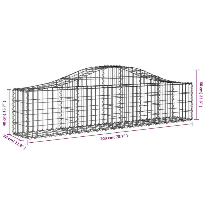 buede gabionkurve 9 stk. 200x30x40/60 cm galvaniseret jern