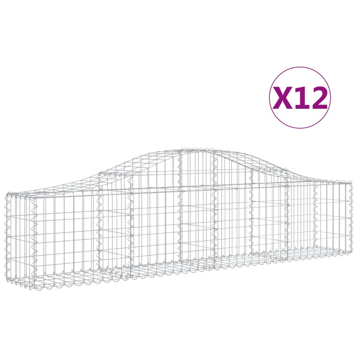 buede gabionkurve 12 stk. 200x30x40/60 cm galvaniseret jern