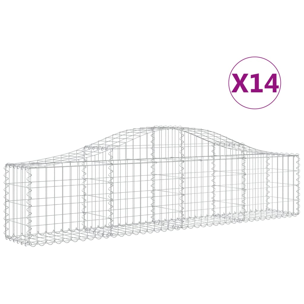buede gabionkurve 14 stk. 200x30x40/60 cm galvaniseret jern