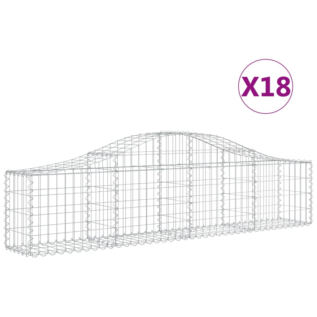 buede gabionkurve 18 stk. 200x30x40/60 cm galvaniseret jern