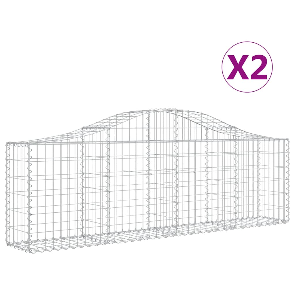 buede gabionkurve 2 stk. 200x30x60/80 cm galvaniseret jern