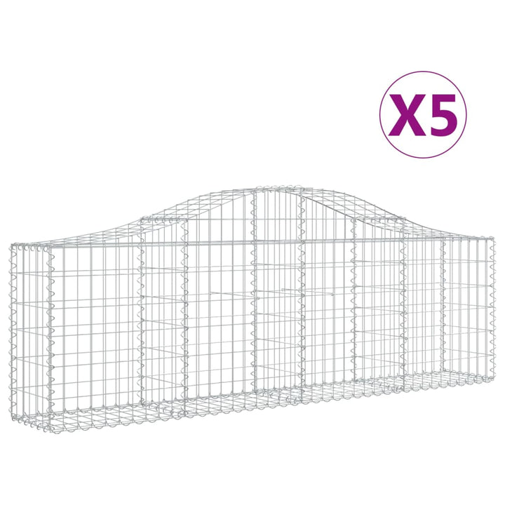 buede gabionkurve 5 stk. 200x30x60/80 cm galvaniseret jern