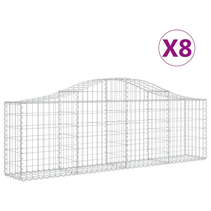 buede gabionkurve 8 stk. 200x30x60/80 cm galvaniseret jern
