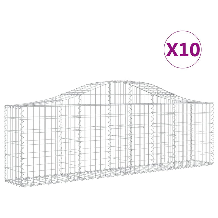 buede gabionkurve 10 stk. 200x30x60/80 cm galvaniseret jern