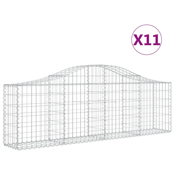 buede gabionkurve 11 stk. 200x30x60/80 cm galvaniseret jern