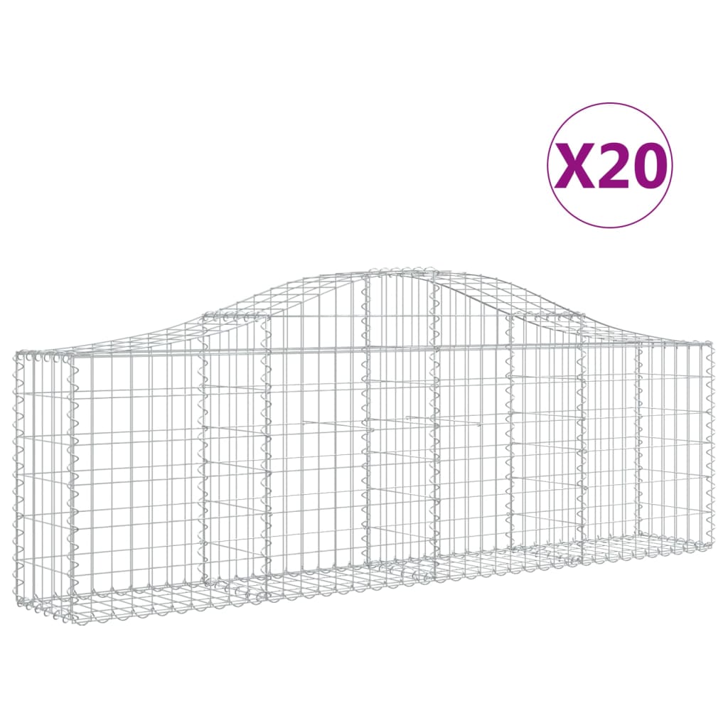 buede gabionkurve 20 stk. 200x30x60/80 cm galvaniseret jern