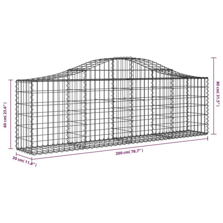 buede gabionkurve 20 stk. 200x30x60/80 cm galvaniseret jern