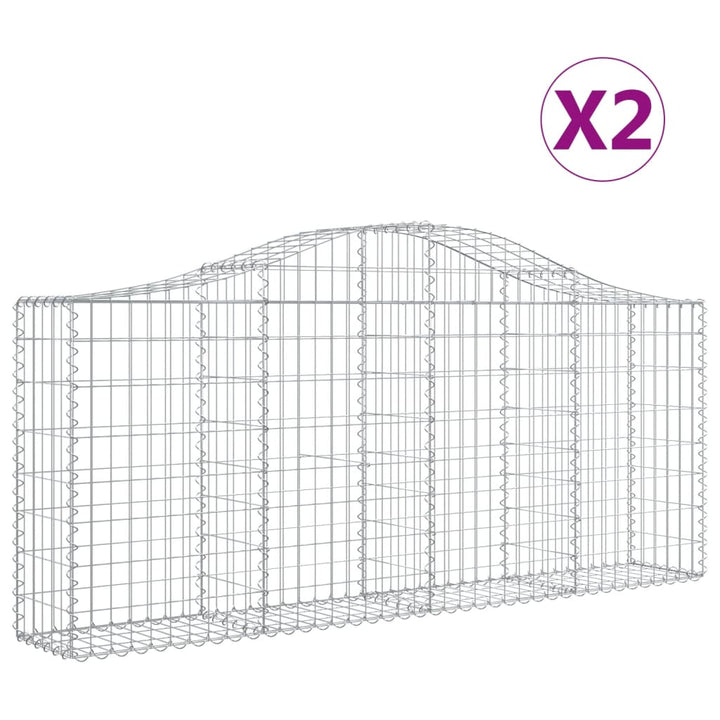buede gabionkurve 2 stk. 200x30x80/100 cm galvaniseret jern