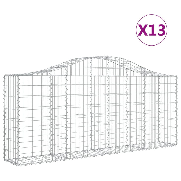 buede gabionkurve 13 stk. 200x30x80/100 cm galvaniseret jern