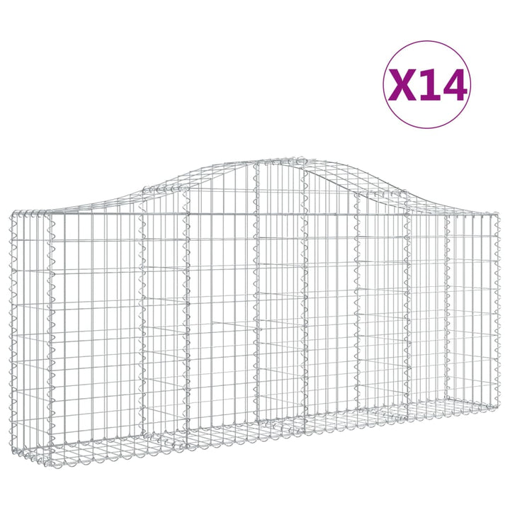 buede gabionkurve 14 stk. 200x30x80/100 cm galvaniseret jern