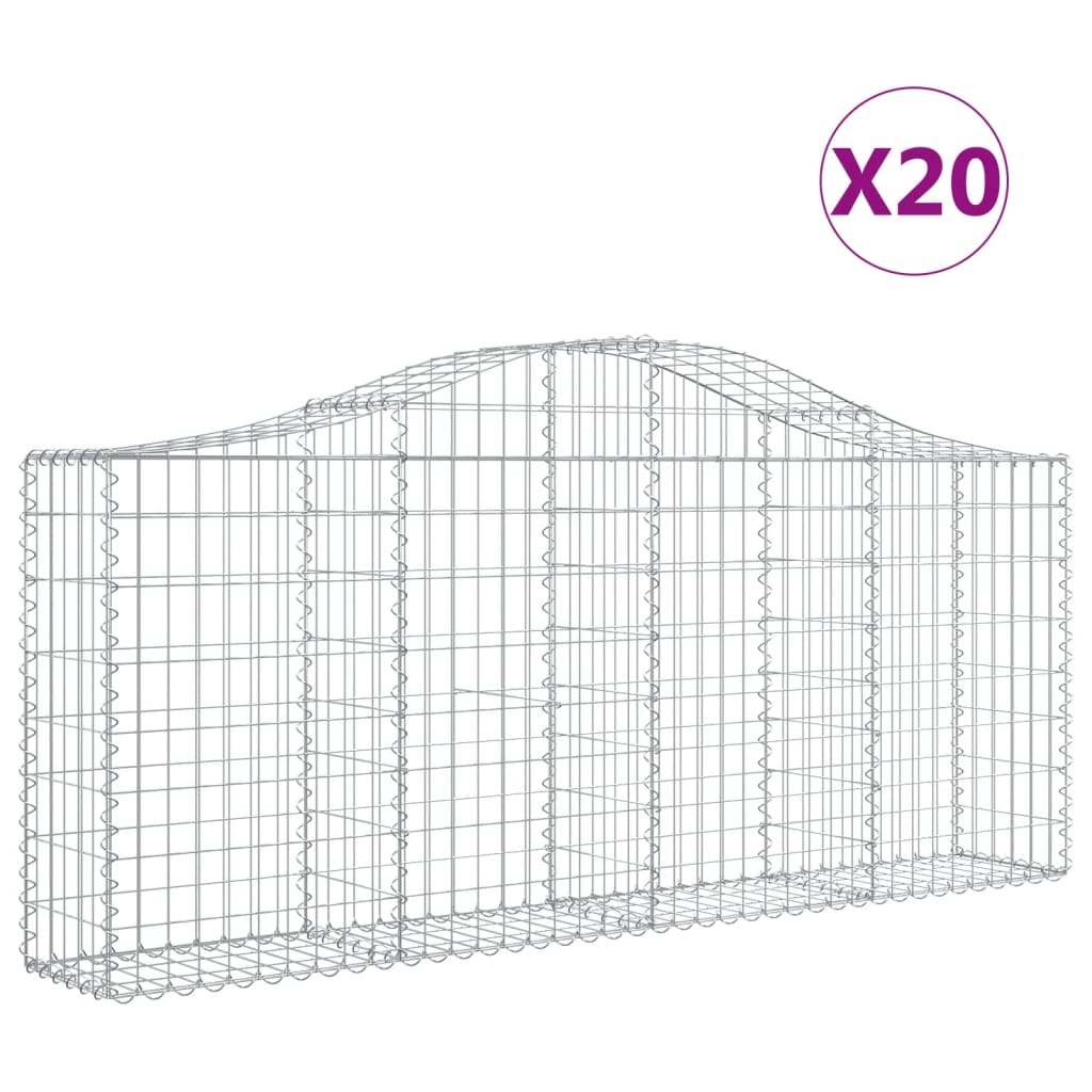 buede gabionkurve 20 stk. 200x30x80/100 cm galvaniseret jern
