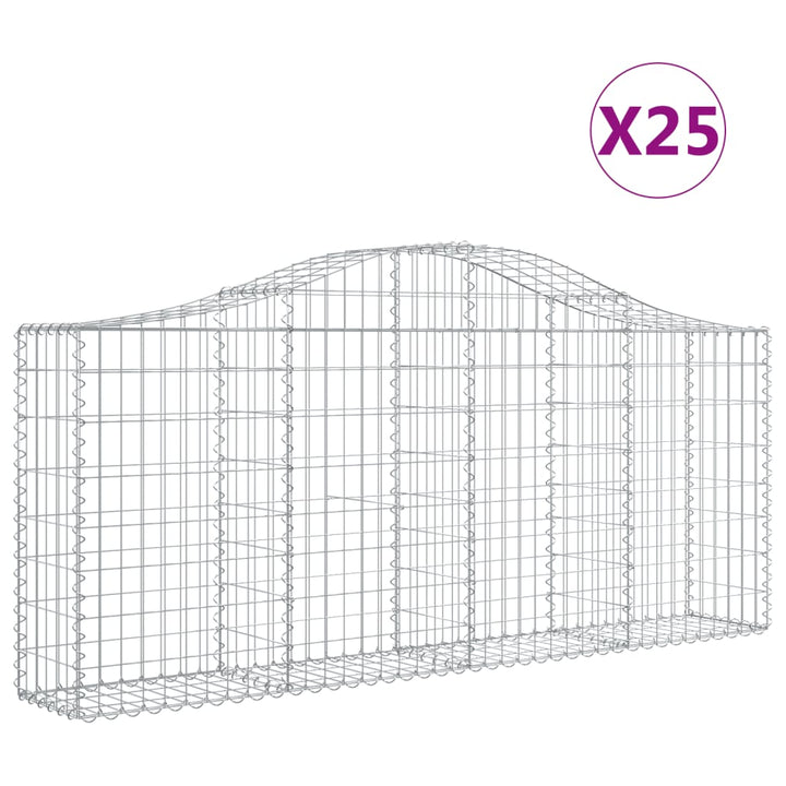 buede gabionkurve 25 stk. 200x30x80/100 cm galvaniseret jern
