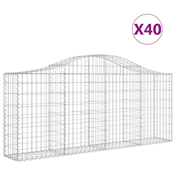 buede gabionkurve 40 stk. 200x30x80/100 cm galvaniseret jern