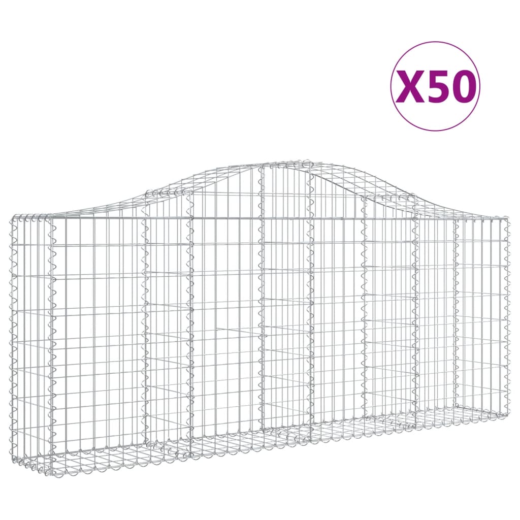 buede gabionkurve 50 stk. 200x30x80/100 cm galvaniseret jern