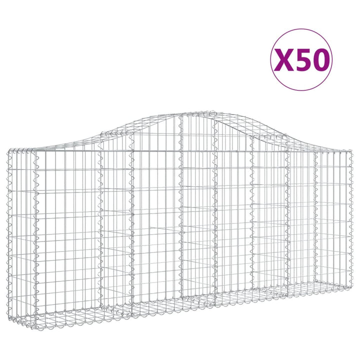 buede gabionkurve 50 stk. 200x30x80/100 cm galvaniseret jern