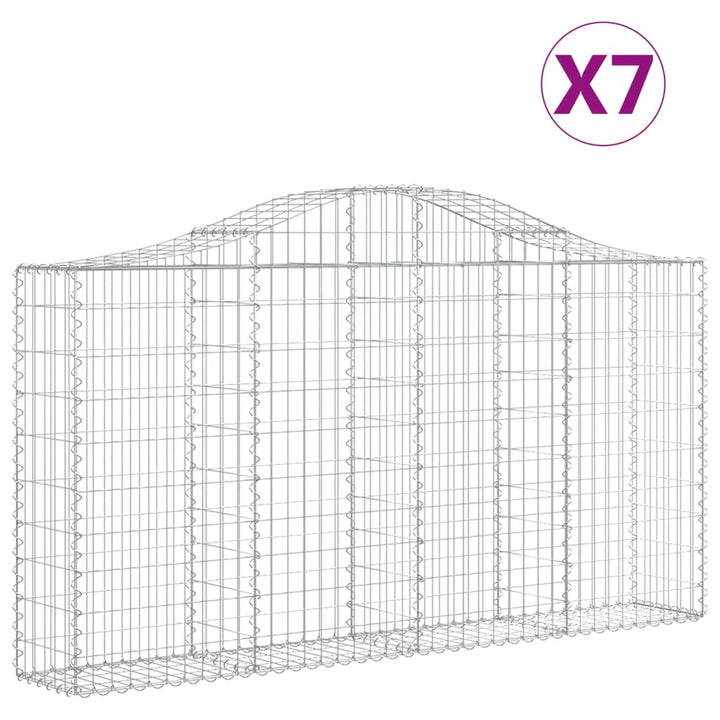 buede gabionkurve 7 stk. 200x30x100/120 cm galvaniseret jern