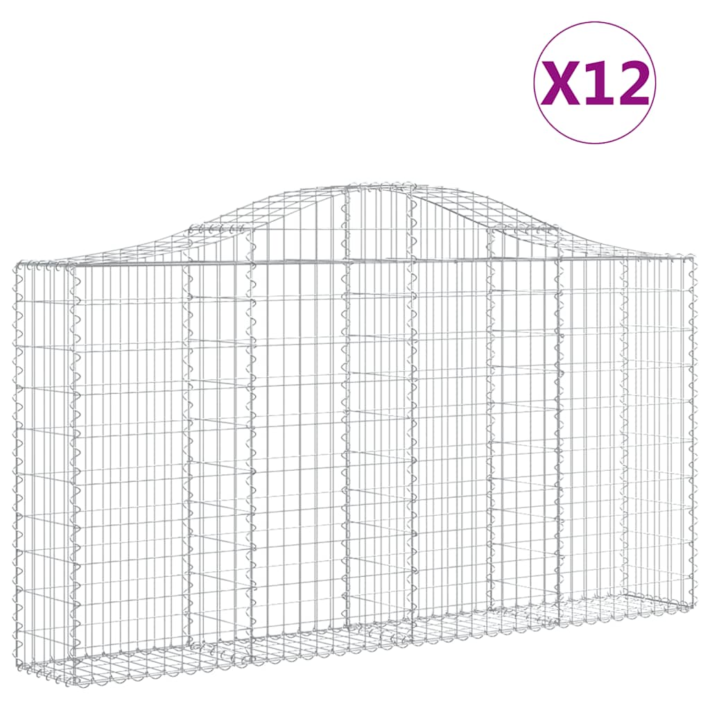 buede gabionkurve 12 stk. 200x30x100/120 cm galvaniseret jern