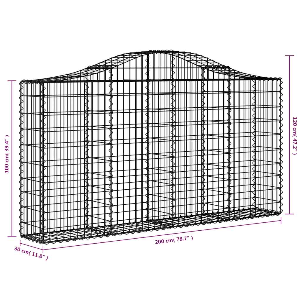 buede gabionkurve 12 stk. 200x30x100/120 cm galvaniseret jern