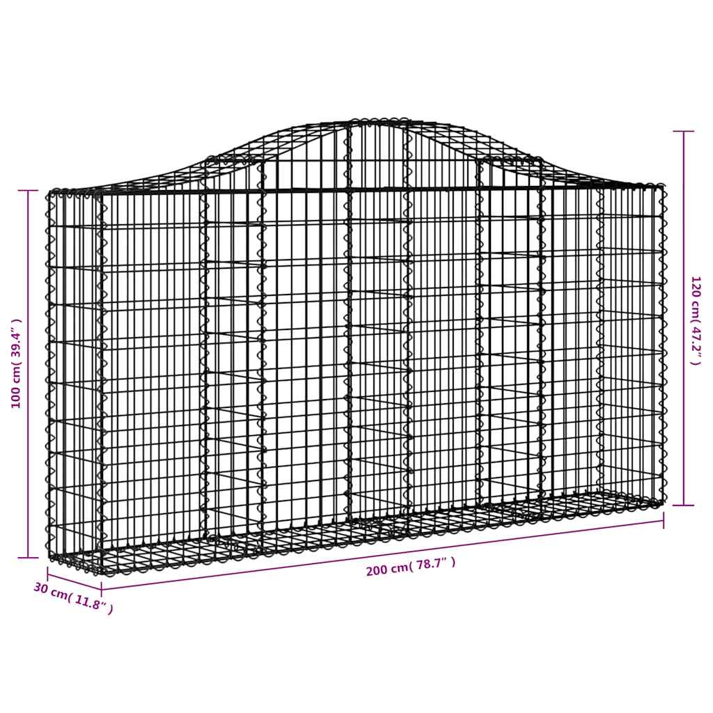 buede gabionkurve 13 stk. 200x30x100/120 cm galvaniseret jern