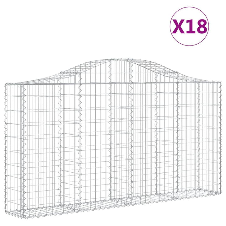 buede gabionkurve 18 stk. 200x30x100/120 cm galvaniseret jern