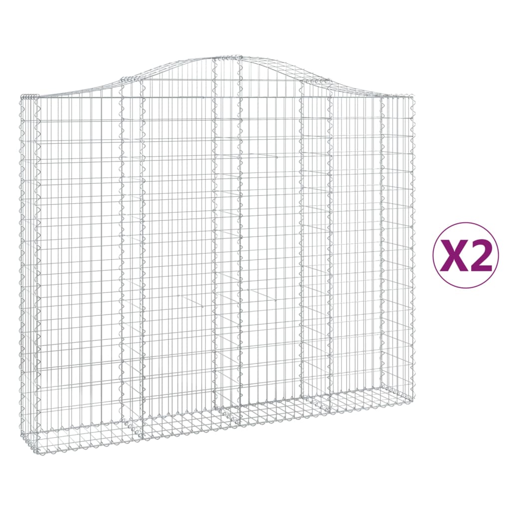 buede gabionkurve 2 stk. 200x30x160/180 cm galvaniseret jern