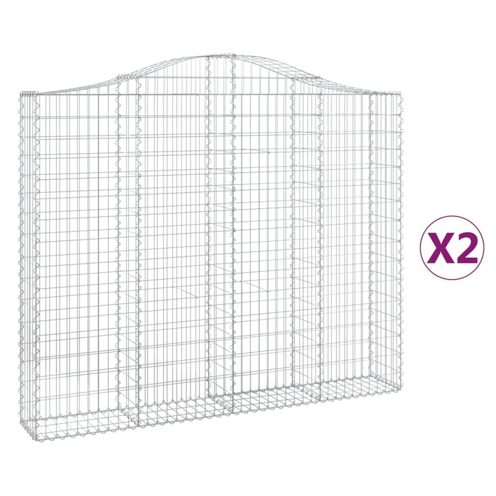 buede gabionkurve 2 stk. 200x30x160/180 cm galvaniseret jern