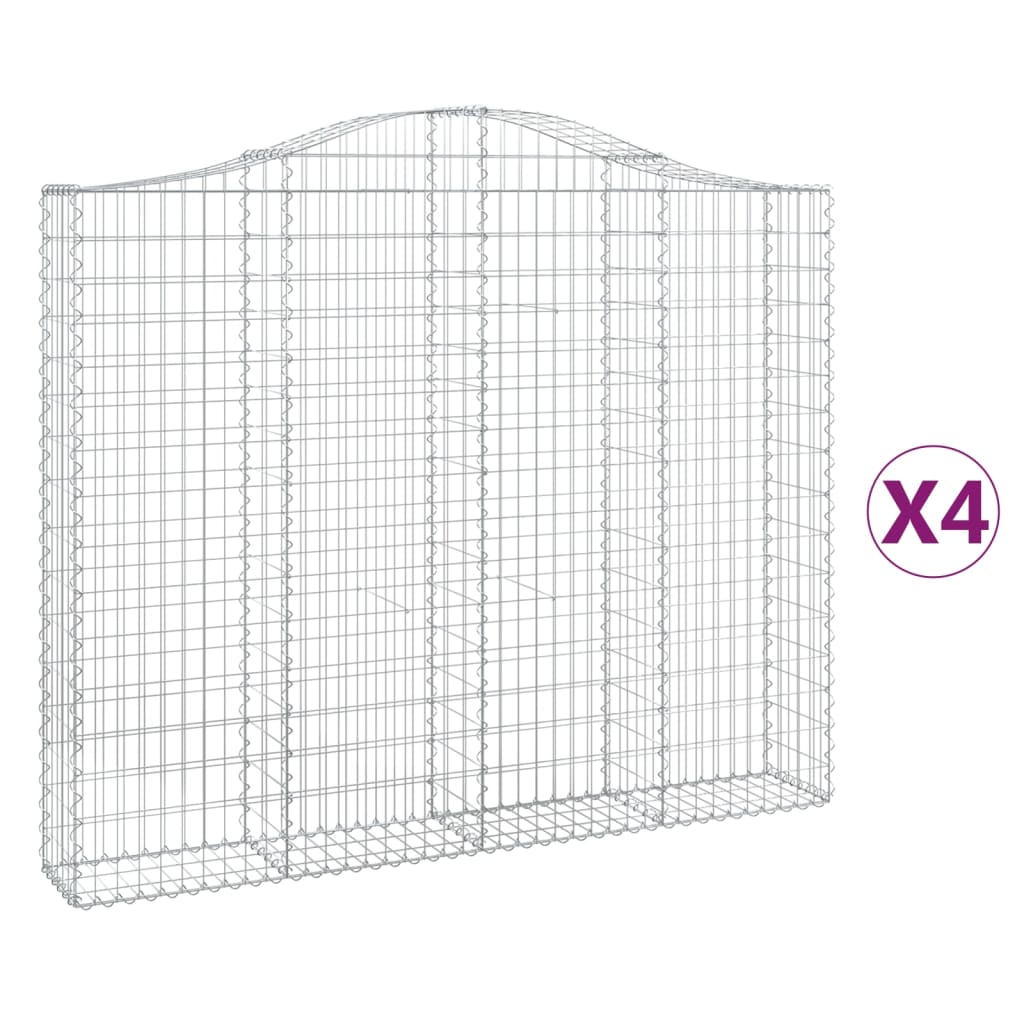 buede gabionkurve 4 stk. 200x30x160/180 cm galvaniseret jern