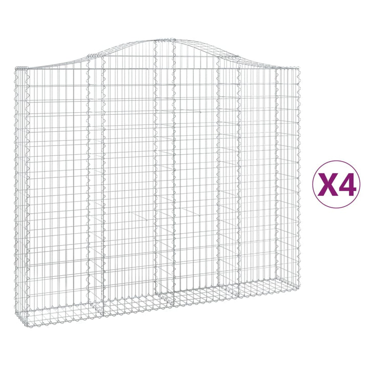 buede gabionkurve 4 stk. 200x30x160/180 cm galvaniseret jern